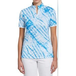 Callaway Medium Opti Dri short sleeve blue athletic top golf polo tie dye womens